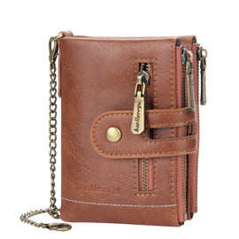 Baellerry  Short Wallet Double Zipper Tri-Fold Wallet For Men, Baellerry Brown, Baellerry Khaki, Baellerry Black
