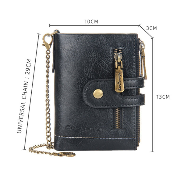 Baellerry  Short Wallet Double Zipper Tri-Fold Wallet For Men, Baellerry Khaki, Baellerry Black, Baellerry Brown