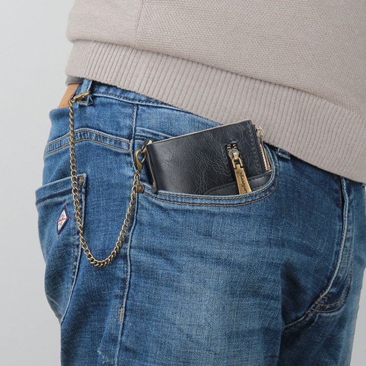 Baellerry  Short Wallet Double Zipper Tri-Fold Wallet For Men, Baellerry Khaki, Baellerry Black, Baellerry Brown