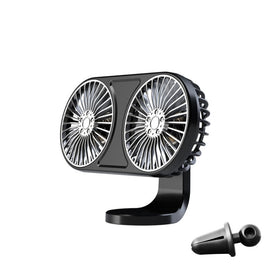 F211 Car Double Head With Led Electric Fan Car Air Outlet Instrument Panel USB Mini Fan, Black, Pink, Green