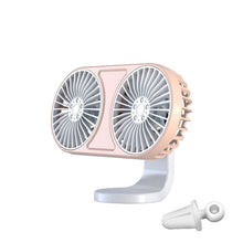Load image into Gallery viewer, F211 Car Double Head With Led Electric Fan Car Air Outlet Instrument Panel USB Mini Fan, Black, Pink, Green