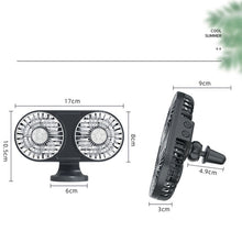 Load image into Gallery viewer, F211 Car Double Head With Led Electric Fan Car Air Outlet Instrument Panel USB Mini Fan, Black, Pink, Green