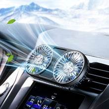 Load image into Gallery viewer, F211 Car Double Head With Led Electric Fan Car Air Outlet Instrument Panel USB Mini Fan, Black, Pink, Green