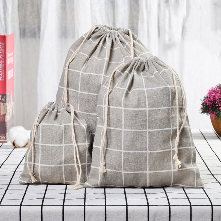 Cotton Linen Drawstring Pocket Sundries Storage Bag, Small+Medium+Large