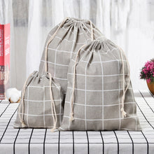 Load image into Gallery viewer, Cotton Linen Drawstring Pocket Sundries Storage Bag, Small+Medium+Large