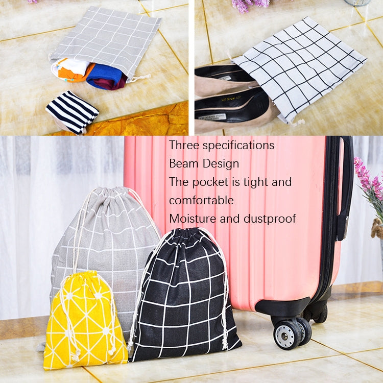 Cotton Linen Drawstring Pocket Sundries Storage Bag, Small+Medium+Large