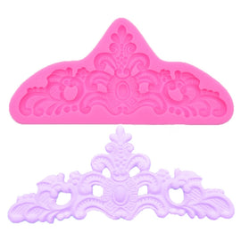 Retro Embossed Fondant Chocolate Cake Silicone Mold, Grey, Pink