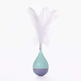 Cat Interactive Toy to Relieve Boredom Feather Tumbler Amusing Cat Stick, Green+Gray, White+Pink