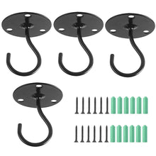 Load image into Gallery viewer, 4 PCS Iron Ceiling Hook Balcony Flower Basket Hook Wall Clothes Hook, Black, White