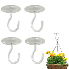 Load image into Gallery viewer, 4 PCS Iron Ceiling Hook Balcony Flower Basket Hook Wall Clothes Hook, Black, White