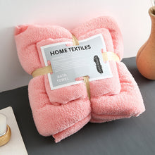 Load image into Gallery viewer, Bath Towel + Towel Set Can Wear Coral Fleece Beach Towel, White, Pink, Blue, Brown, Cyan