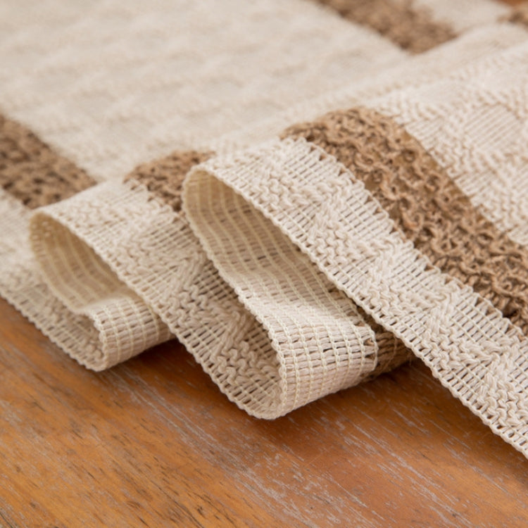 Cotton and Linen Woven Colorblock Tassel Striped Rhombus Table Runner, 30x120cm, 30x140cm, 30x160cm, 30x180cm, 30x200cm, 30x220cm, 30x240cm, 30x275cm, 30x300cm, 30x50cm