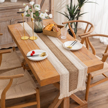 Load image into Gallery viewer, Cotton and Linen Woven Colorblock Tassel Striped Rhombus Table Runner, 30x120cm, 30x140cm, 30x160cm, 30x180cm, 30x200cm, 30x220cm, 30x240cm, 30x275cm, 30x300cm, 30x50cm