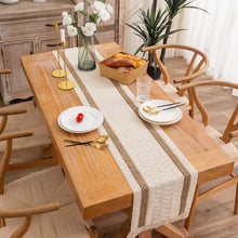 Load image into Gallery viewer, Cotton and Linen Woven Colorblock Tassel Striped Rhombus Table Runner, 30x120cm, 30x140cm, 30x160cm, 30x180cm, 30x200cm, 30x220cm, 30x240cm, 30x275cm, 30x300cm, 30x50cm