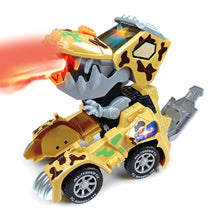 Load image into Gallery viewer, HG-884 Spray Deformation Dinosaur Fighting Vehicle Light Music Automatic Rotating Children Toys, Yellow, Green