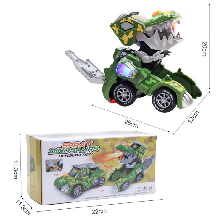 HG-884 Spray Deformation Dinosaur Fighting Vehicle Light Music Automatic Rotating Children Toys, Yellow, Green