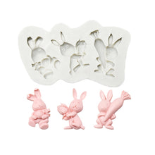 Load image into Gallery viewer, 2 PCS Chocolate Baking Clay Silicone Mold, Specification: Three Rabbits, Three Rabbits, Double Egg, Carrot Rabbit, Bouquet Bunny