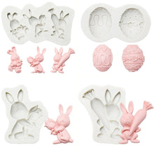 Load image into Gallery viewer, 2 PCS Chocolate Baking Clay Silicone Mold, Specification: Three Rabbits, Three Rabbits, Double Egg, Carrot Rabbit, Bouquet Bunny