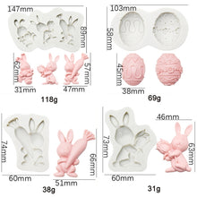 Load image into Gallery viewer, 2 PCS Chocolate Baking Clay Silicone Mold, Specification: Three Rabbits, Three Rabbits, Double Egg, Carrot Rabbit, Bouquet Bunny