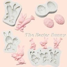 Load image into Gallery viewer, 2 PCS Chocolate Baking Clay Silicone Mold, Specification: Three Rabbits, Three Rabbits, Double Egg, Carrot Rabbit, Bouquet Bunny