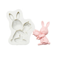 Load image into Gallery viewer, 2 PCS Chocolate Baking Clay Silicone Mold, Specification: Three Rabbits, Three Rabbits, Double Egg, Carrot Rabbit, Bouquet Bunny