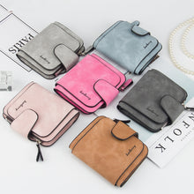 Load image into Gallery viewer, Baellerry Ladies Buckle Nubuck Leather Coin Purse Cute Small Fresh Student Wallet, Black, Rose Red, Light Blue, Brown, Light Pink, Grey, Deep Blue, Bright Red, Dark Red, Soot