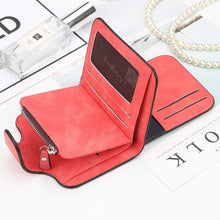 Load image into Gallery viewer, Baellerry Ladies Buckle Nubuck Leather Coin Purse Cute Small Fresh Student Wallet, Black, Rose Red, Light Blue, Brown, Light Pink, Grey, Deep Blue, Bright Red, Dark Red, Soot