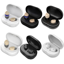 Load image into Gallery viewer, Old People Voice Amplifier Sound Collector Hearing Aid, Red Blue Double Machine + White Charging Bin, Red Blue Double Machine + Black Charging Bin, Skin Color Double Machine + Black Charging Bin, Skin Color Double Machine + White Charging Bin, Black   ...