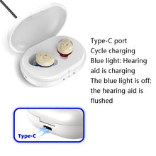 Load image into Gallery viewer, Old People Voice Amplifier Sound Collector Hearing Aid, Red Blue Double Machine + White Charging Bin, Red Blue Double Machine + Black Charging Bin, Skin Color Double Machine + Black Charging Bin, Skin Color Double Machine + White Charging Bin, Black   ...