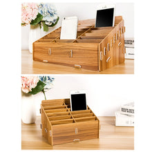 Load image into Gallery viewer, D-86 Office Conference Classroom Mobile Phone Storage Box, Style:, 12 Grids (Walnut), 12 Grids (Oak), 12 Grids (Black Oak), 24 Grids (Walnut), 24 Grids (Black Oak), 36 Grids (Walnut), 36 Grids (Oak), 36 Grids (Black Oak), 48 Grids (Walnut), 48 Grids (O...