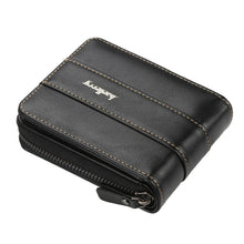 Load image into Gallery viewer, Baellerry Men Short Wallet Buckle Multi-card Coin Purse Tri-fold Zip Wallet, Black, Light-coffee, Dark Coffee