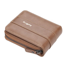 Load image into Gallery viewer, Baellerry Men Short Wallet Buckle Multi-card Coin Purse Tri-fold Zip Wallet, Black, Light-coffee, Dark Coffee