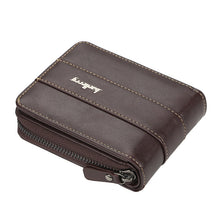 Load image into Gallery viewer, Baellerry Men Short Wallet Buckle Multi-card Coin Purse Tri-fold Zip Wallet, Black, Light-coffee, Dark Coffee