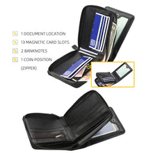 Load image into Gallery viewer, Baellerry Men Short Wallet Buckle Multi-card Coin Purse Tri-fold Zip Wallet, Black, Light-coffee, Dark Coffee