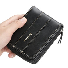Load image into Gallery viewer, Baellerry Men Short Wallet Buckle Multi-card Coin Purse Tri-fold Zip Wallet, Black, Light-coffee, Dark Coffee
