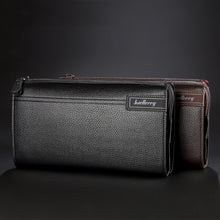Load image into Gallery viewer, Baellerry Men PU Leather Clutch Business Casual  Lychee Pattern Zipper Wallet, Black, Brown