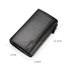 Load image into Gallery viewer, Baellerry Men PU Leather Clutch Business Casual  Lychee Pattern Zipper Wallet, Black, Brown