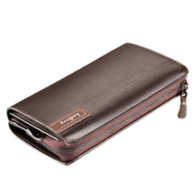 Load image into Gallery viewer, Baellerry Men PU Leather Clutch Business Casual  Lychee Pattern Zipper Wallet, Black, Brown