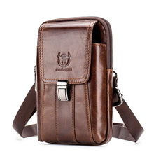 Load image into Gallery viewer, BULL CAPTAIN Multifunctional Leather Mobile Phone Small Waist Bag For Men, Horizontal Brown, Horizontal Black, Vertical Brown, Vertical Black