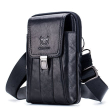Load image into Gallery viewer, BULL CAPTAIN Multifunctional Leather Mobile Phone Small Waist Bag For Men, Horizontal Brown, Horizontal Black, Vertical Brown, Vertical Black