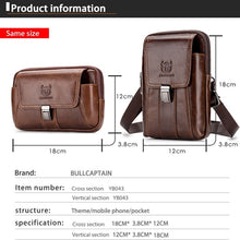 Load image into Gallery viewer, BULL CAPTAIN Multifunctional Leather Mobile Phone Small Waist Bag For Men, Horizontal Brown, Horizontal Black, Vertical Brown, Vertical Black