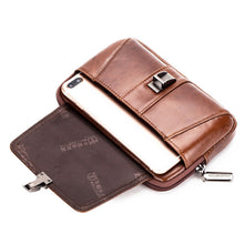 Load image into Gallery viewer, BULL CAPTAIN Multifunctional Leather Mobile Phone Small Waist Bag For Men, Horizontal Brown, Horizontal Black, Vertical Brown, Vertical Black