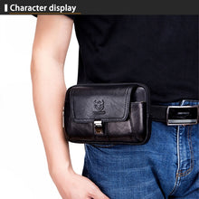 Load image into Gallery viewer, BULL CAPTAIN Multifunctional Leather Mobile Phone Small Waist Bag For Men, Horizontal Brown, Horizontal Black, Vertical Brown, Vertical Black