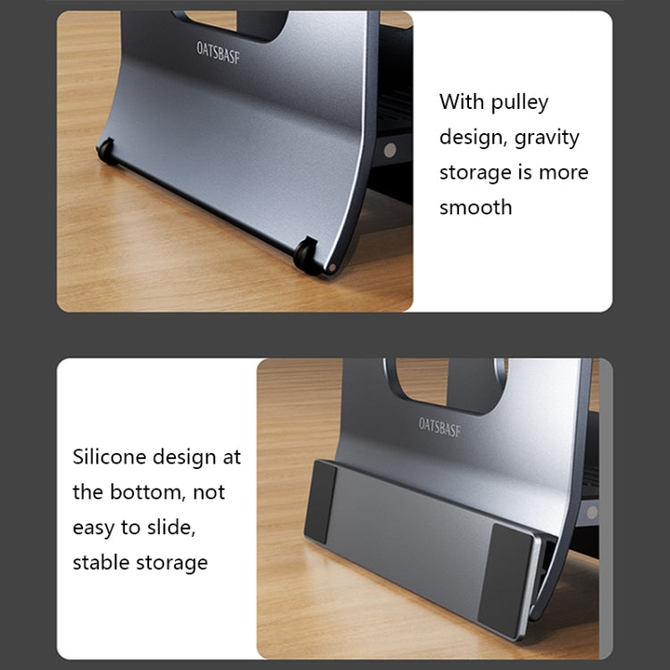 Oatsbasf 03880 H-type Alloy Laptop Gravity Automatic Storage Rack, Grey, Silver