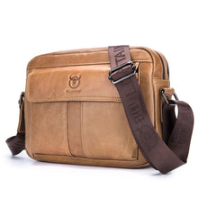 Load image into Gallery viewer, BULL CAPTAIN  Double Layer Leather One Shoulder Messenger Bag For Men, Yellow Brown, Beige, Iron Blue