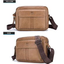 Load image into Gallery viewer, BULL CAPTAIN  Double Layer Leather One Shoulder Messenger Bag For Men, Yellow Brown, Beige, Iron Blue