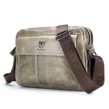 Load image into Gallery viewer, BULL CAPTAIN  Double Layer Leather One Shoulder Messenger Bag For Men, Yellow Brown, Beige, Iron Blue