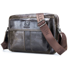 Load image into Gallery viewer, BULL CAPTAIN  Double Layer Leather One Shoulder Messenger Bag For Men, Yellow Brown, Beige, Iron Blue