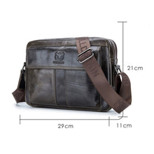 Load image into Gallery viewer, BULL CAPTAIN  Double Layer Leather One Shoulder Messenger Bag For Men, Yellow Brown, Beige, Iron Blue