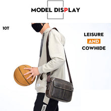 Load image into Gallery viewer, BULL CAPTAIN  Double Layer Leather One Shoulder Messenger Bag For Men, Yellow Brown, Beige, Iron Blue